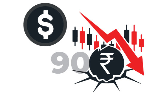 Rupee falls to a new low, crosses 90-mark against US dollar