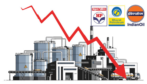 HPCL, BPCL and IOCL shares slide up to 4%